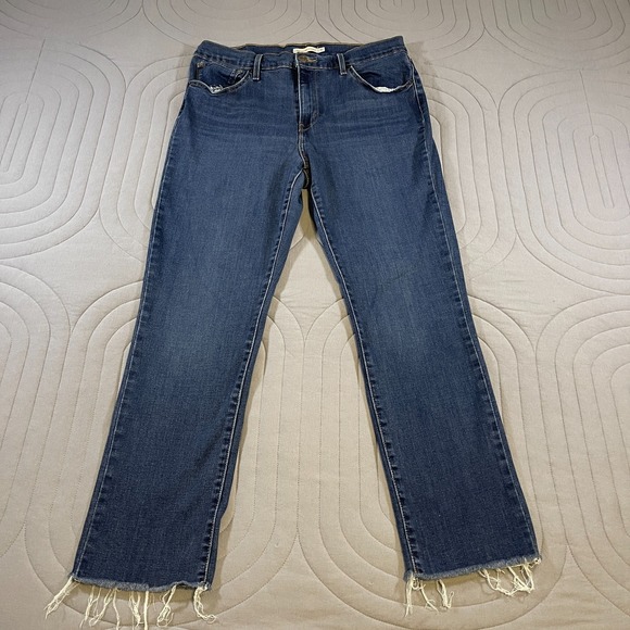 Levi's Denim - Levi's Womens 724 High Rise Straight Jeans Size 33 Medium Wash Frayed Hems